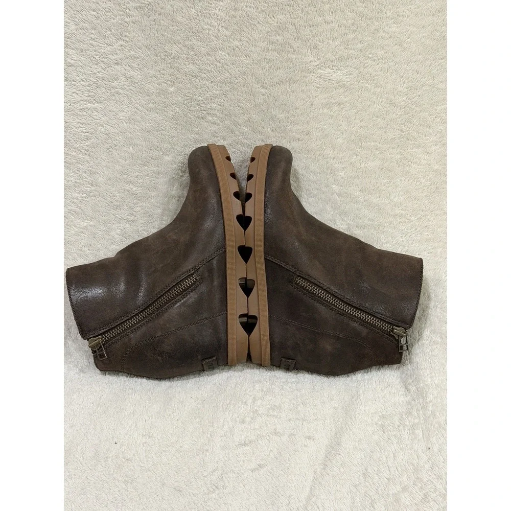 Sorel Joan of Arctic Wedge Zipper Boots Womens 8 Chocolate Brown NL3766-205